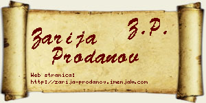 Zarija Prodanov vizit kartica